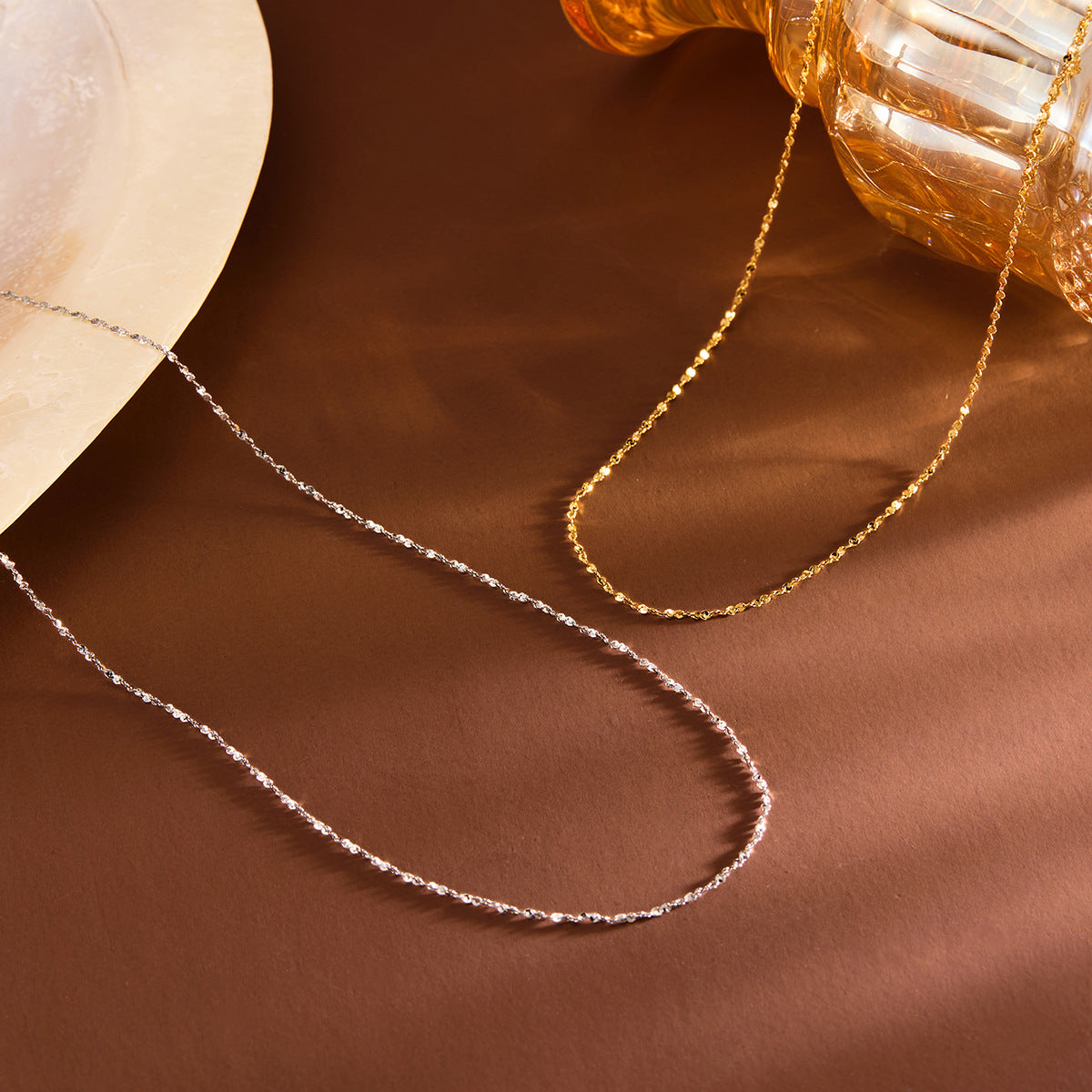 18K gold titanium steel gypsy necklace