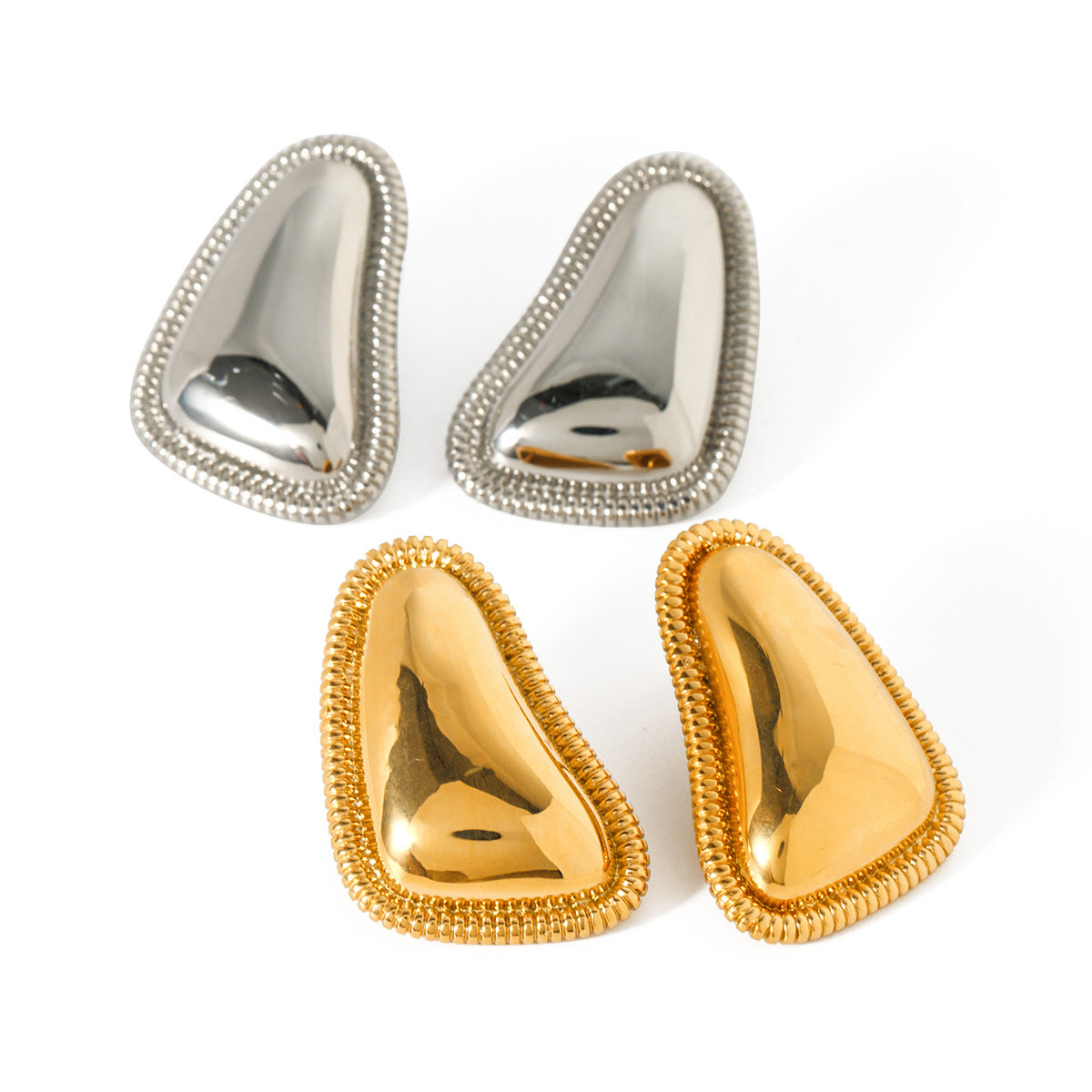 Pendientes de aro con motivo de pan triangular 