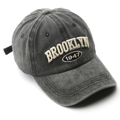 Washed Letter Embroidery Cap Outdoor