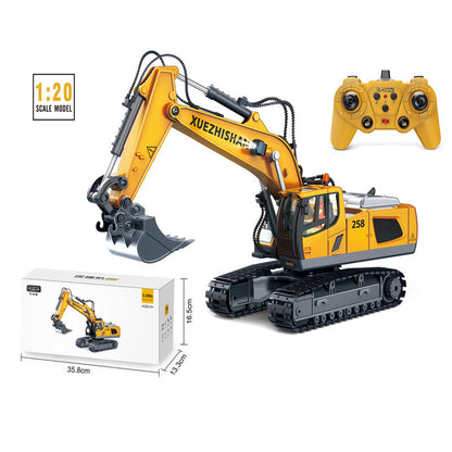 Alloy 11-Channel Remote Control Children's Toy Car Wireless Electric Simulation Excavator and Bulldozer Construction Vehicle Toy