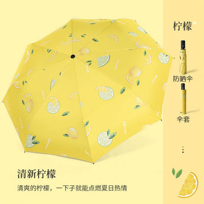 Automatic Fruit Umbrella Black Coated 3-Fold Umbrella