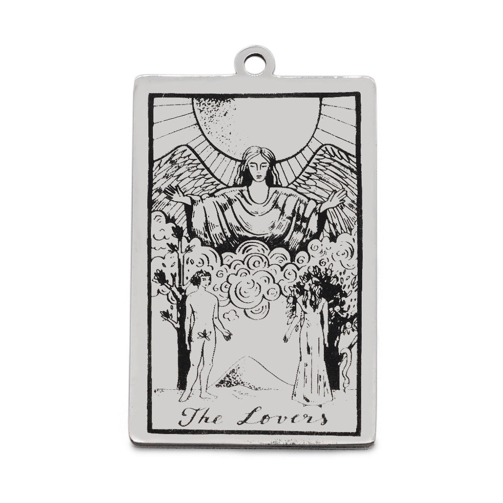 5 pcs/bag Tarot titanium steel pendant retro