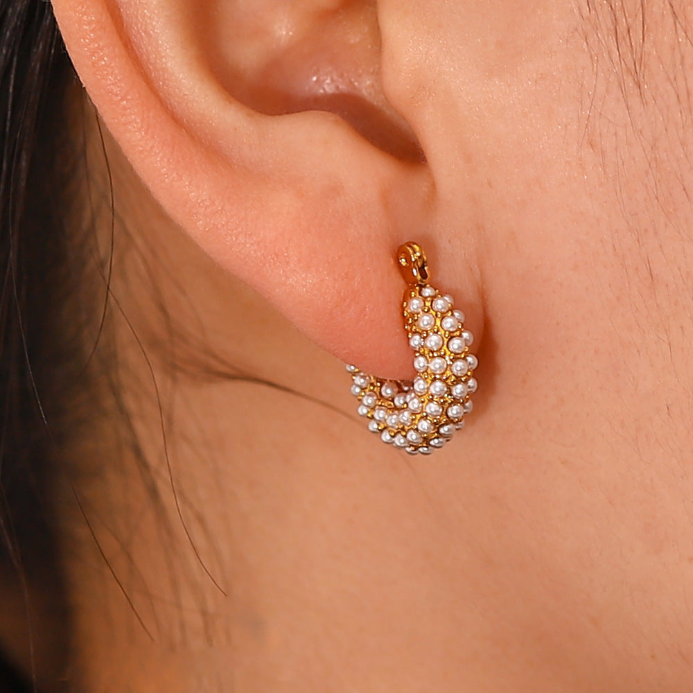French Freshwater Pearl Hoop Earrings