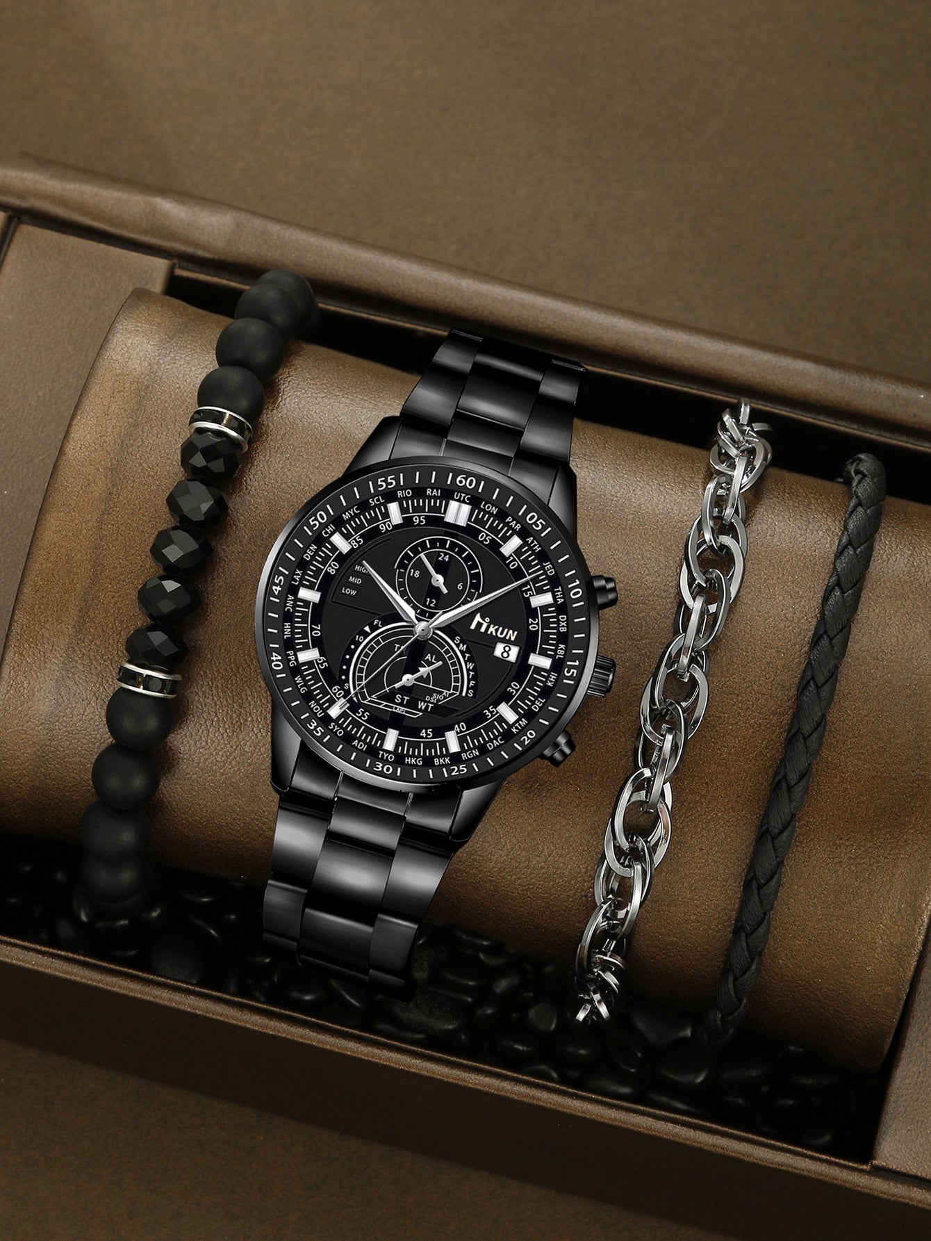 Alloy Watch Crown Beaded Turquoise Set