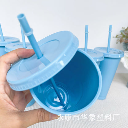 710Ml light blue straw cup