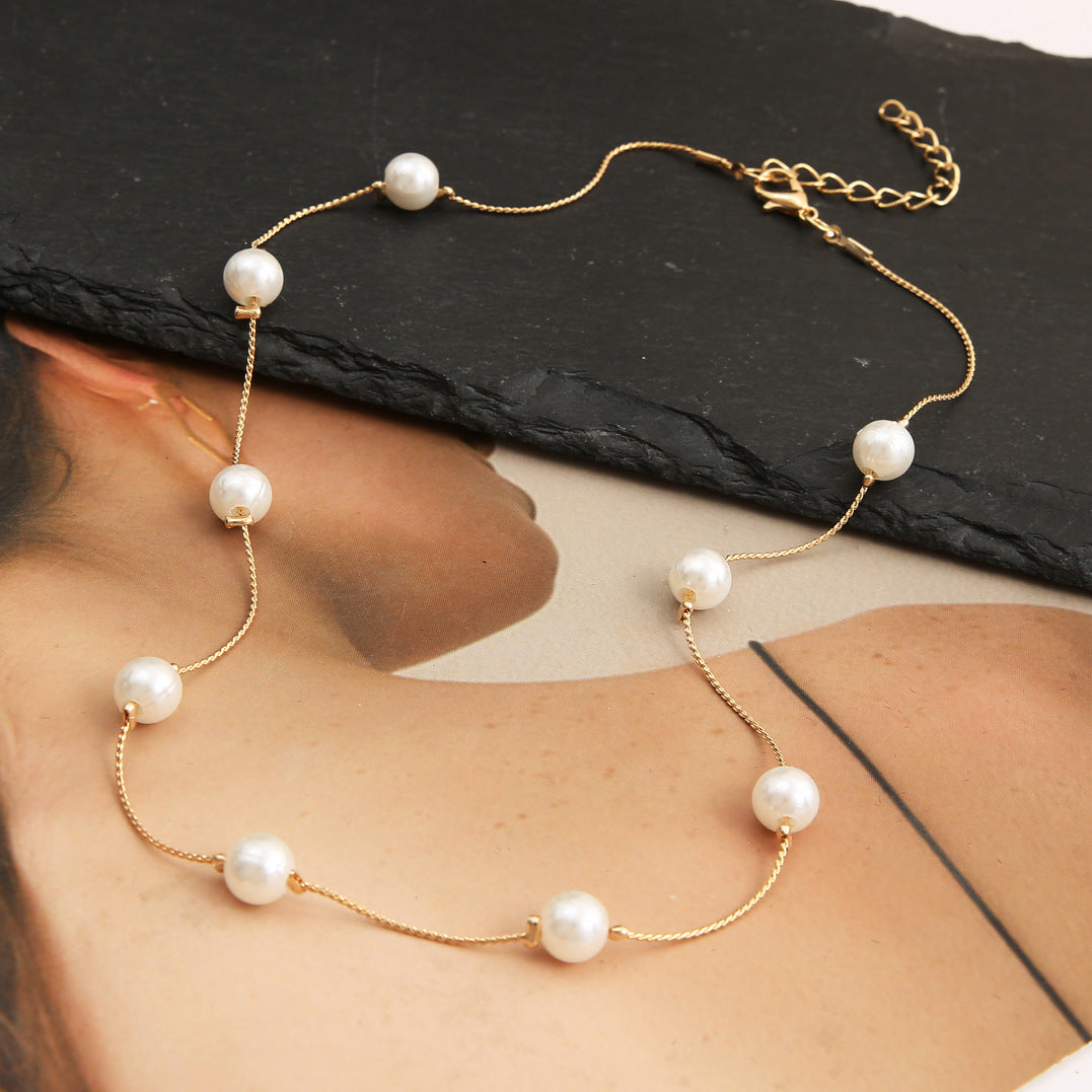 Inlaid Pearl Choker Necklace