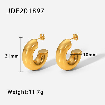 Stainless steel hollow C-shaped earrings for women