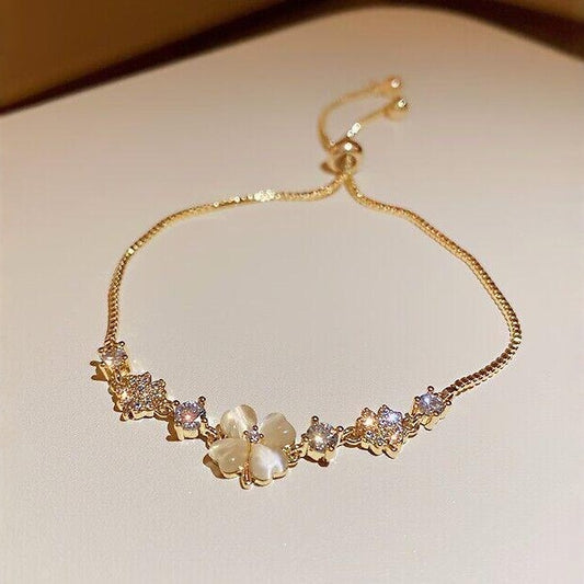 Zircon Leaf Push-Pull Bracelet