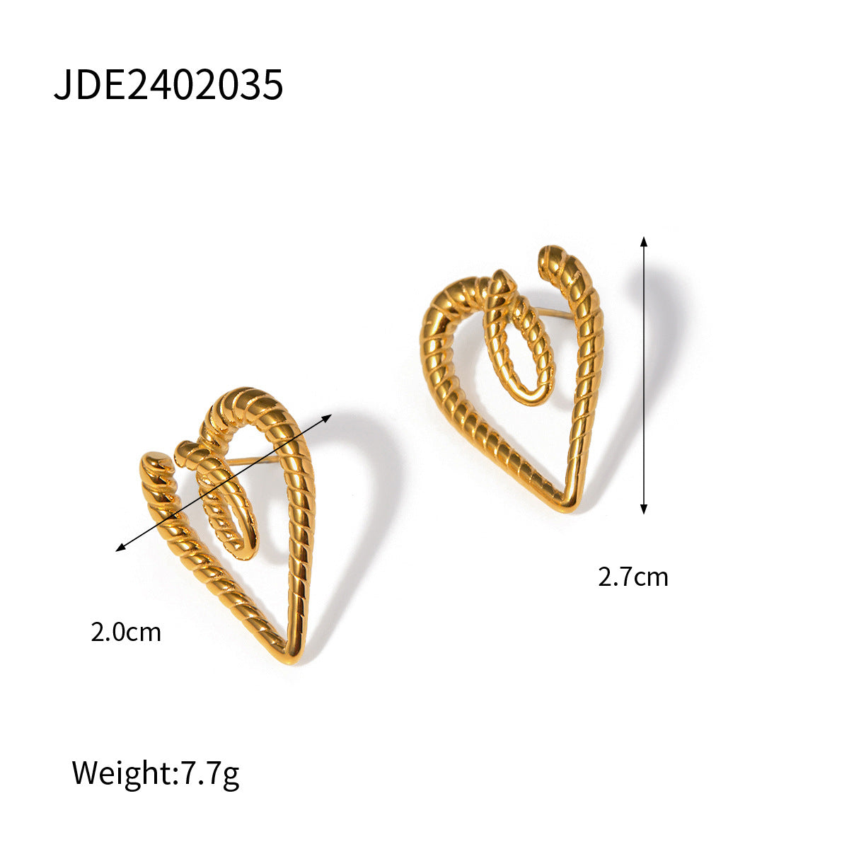 Ribbed Heart Earrings