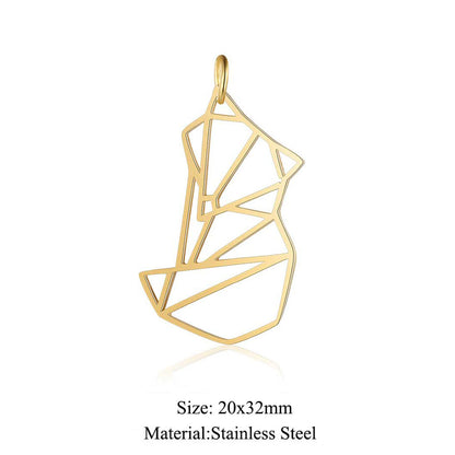 5 pcs/titanium steel large accessories paper-cut animal pendant