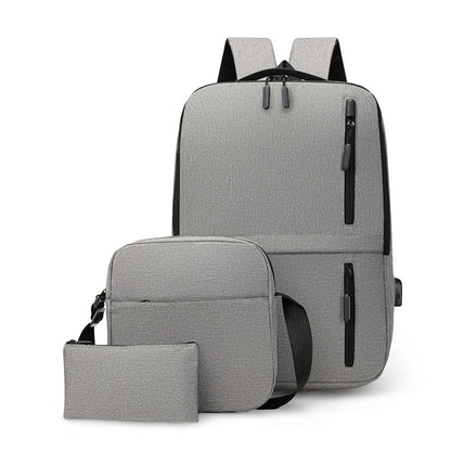 Three-piece USB casual backpack computer bag