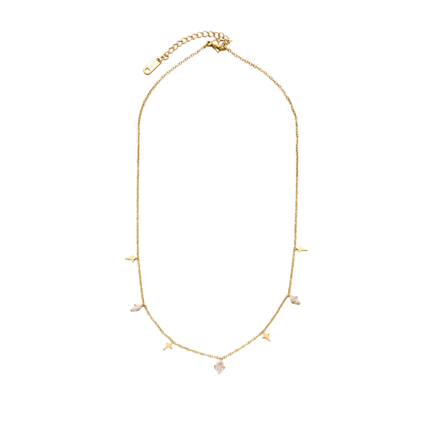 Rhombus Crystal Tassel Necklace