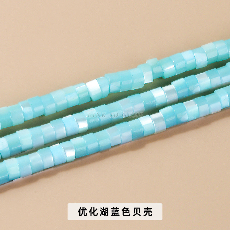 2 * 4Mm colored shell mother-of-pearl right-angle disc beads