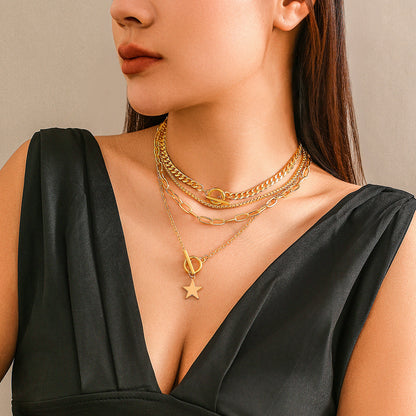 Collar de clavícula con estrella punk 