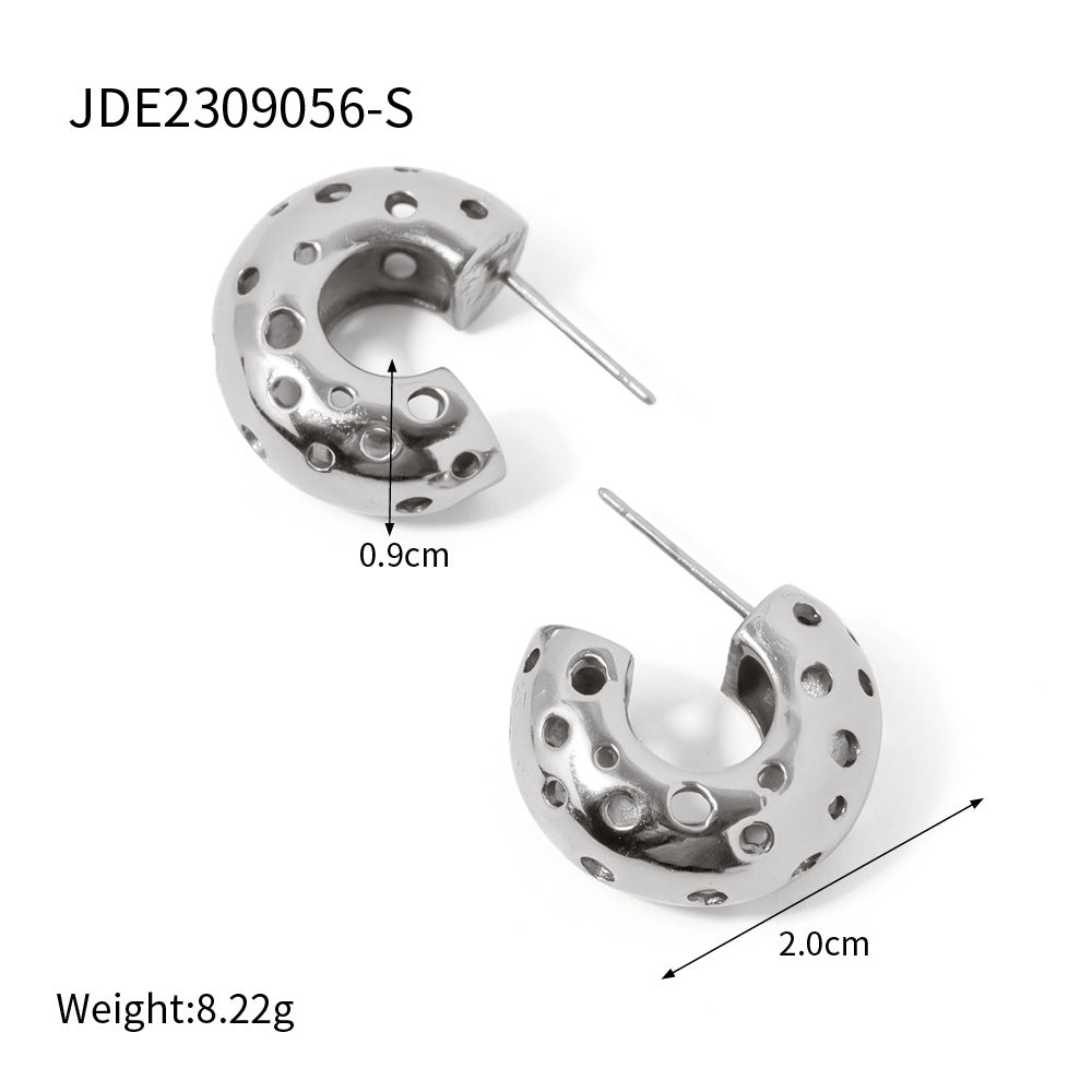 Round Hollow C Shape Earrings