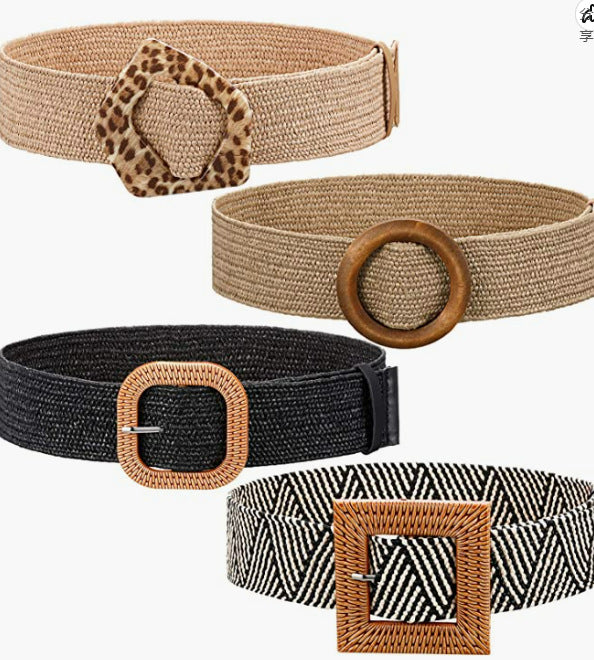Round Braided Resin Buckle Ladies Belt