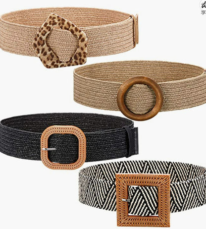 Round Braided Resin Buckle Ladies Belt