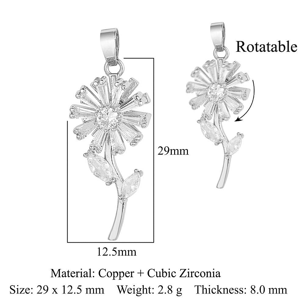 Rotatable gyro windmill copper zircon pendant.