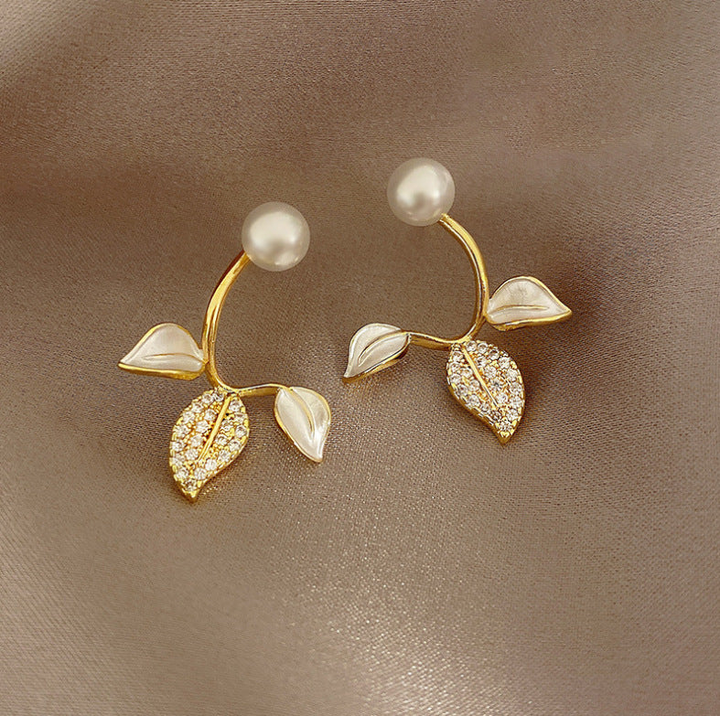 Pendientes de hojas de perla para mujer 