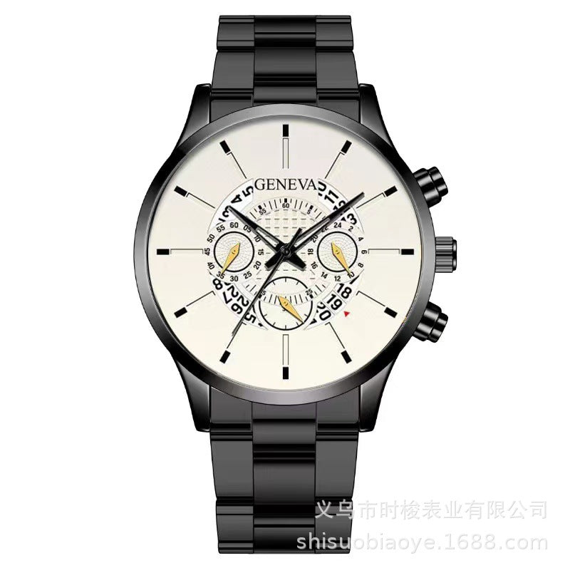 Geneva Three-Eye Mens Watch Steel Band Business