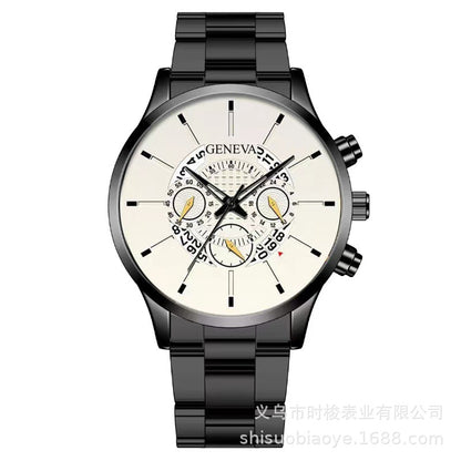 Geneva Three-Eye Mens Watch Steel Band Business