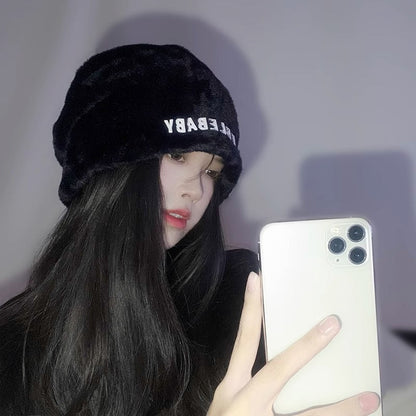 Gorro de punto de invierno blanco para cabezones 