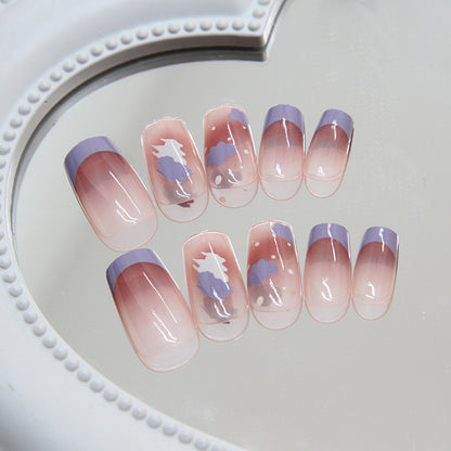 Spring French Gradient Polka Dot Medium T Ballerina Nails