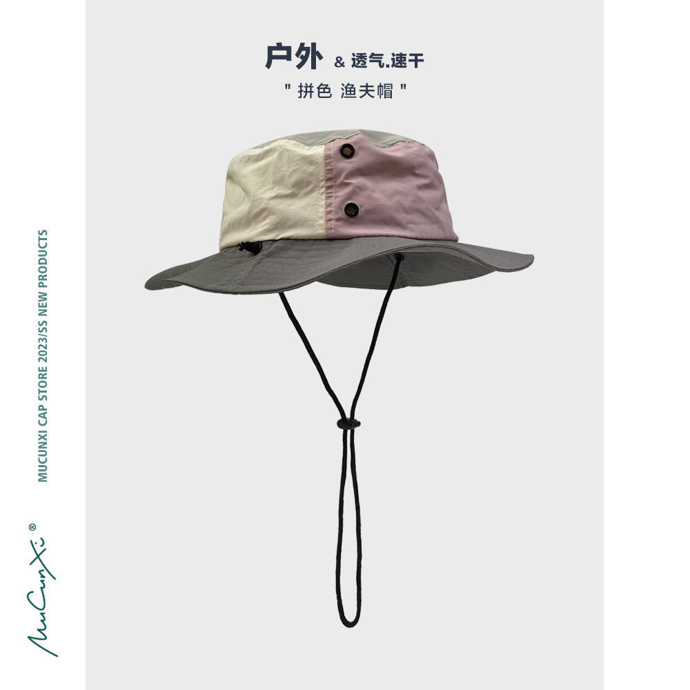 Color-Block Quick-Dry Fisherman Hat Summer