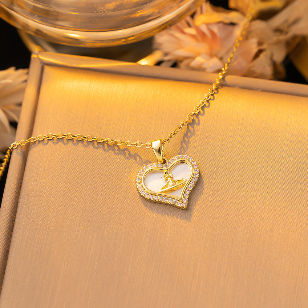 Women's Gold-Plated Titanium Steel Zircon Fringe Collarbone Necklace