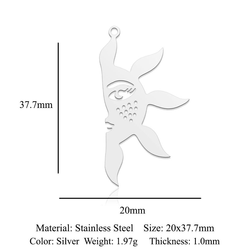 5 pcs/titanium steel pendant with wings angel sun