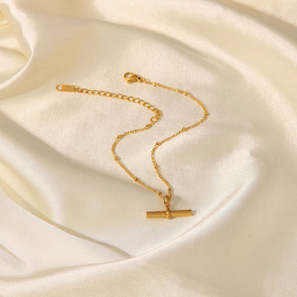 Stick Pendant Bead Chain Anklet