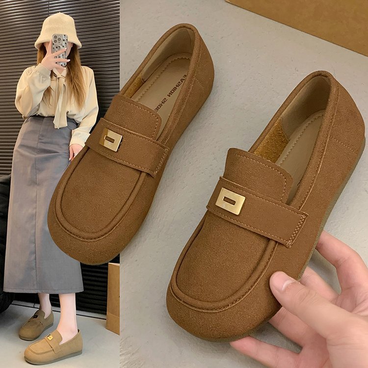 Frosted leather shoes women