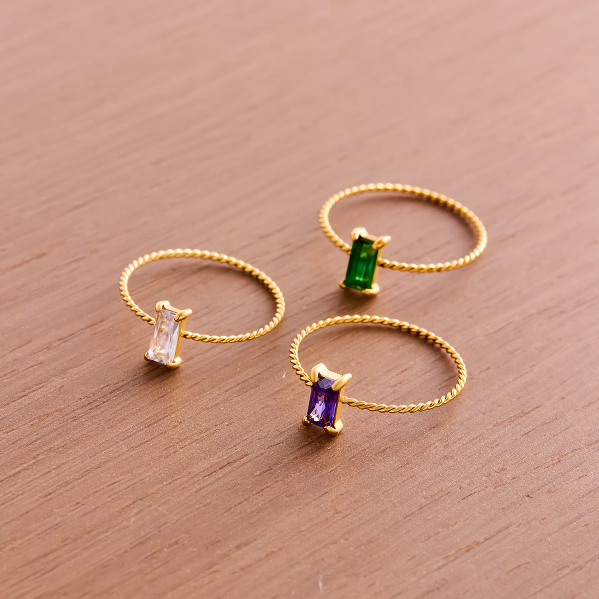 Colored square diamond ring