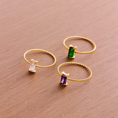 Colored square diamond ring