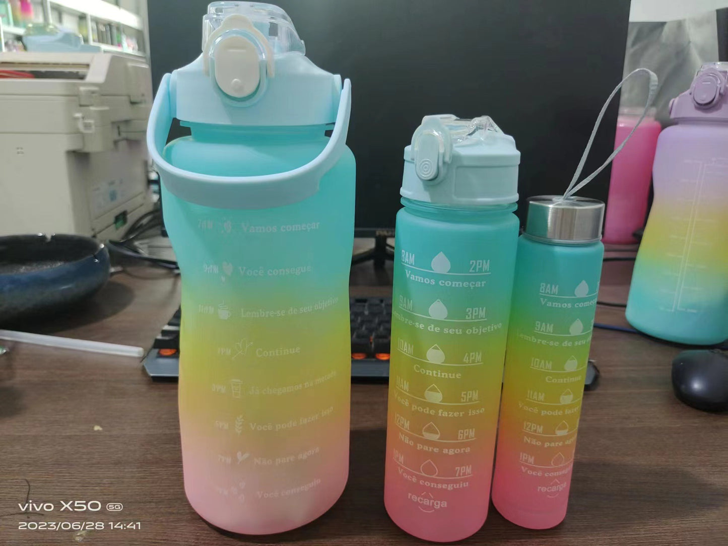 Gradient Color Three-Piece Plastic Bottle Set