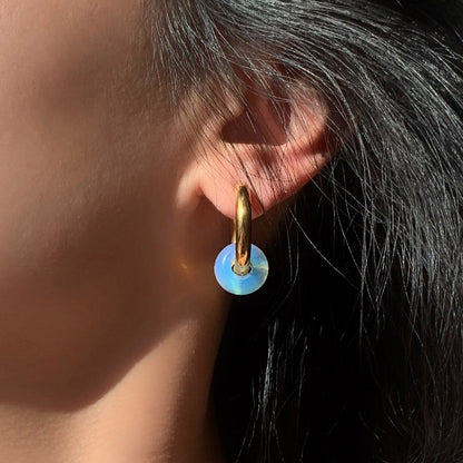 Double gold plated colorful stone earrings for women