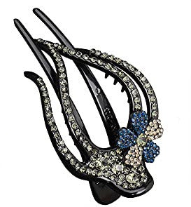 Korean Three-Tooth Duckbill Hair Clip with Rhinestones