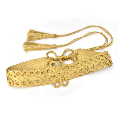 Hand woven gold silk belt