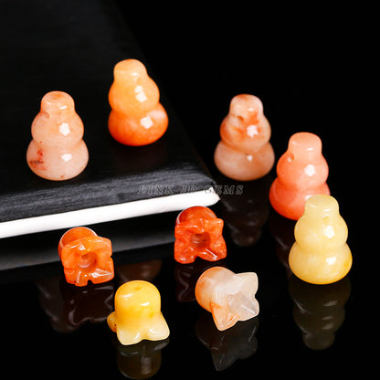 Golden silk jade carving jade gourd wind Linghua loose beads