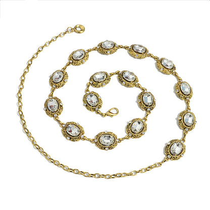 Rhinestone Metal Chain Waist Chain