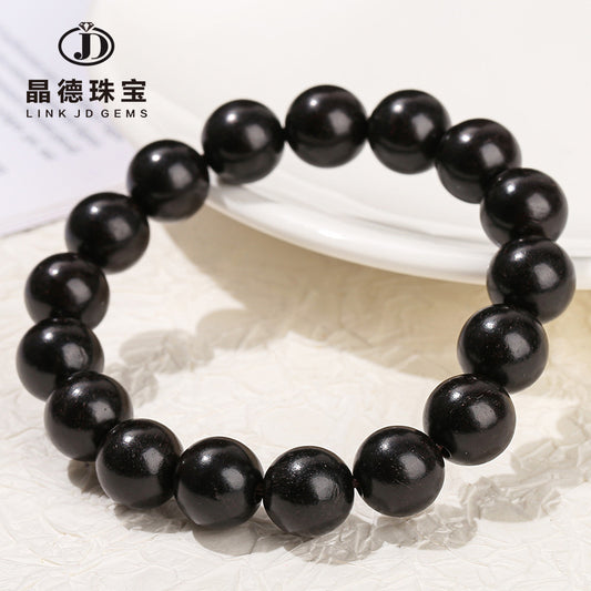 Pulsera de ébano de 10/12 mm con cuentas de Buda de sándalo rojo 