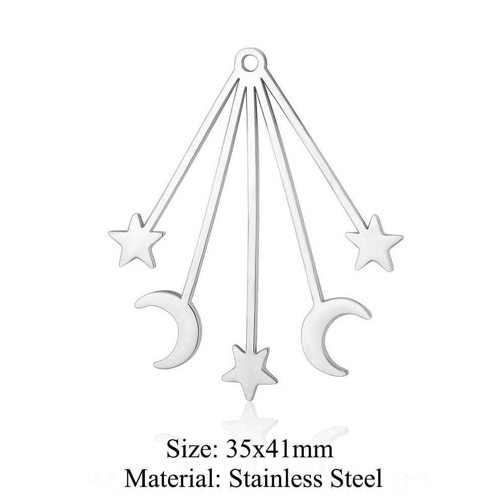 5 pcs/pack star moon titanium steel pendant planet DIY