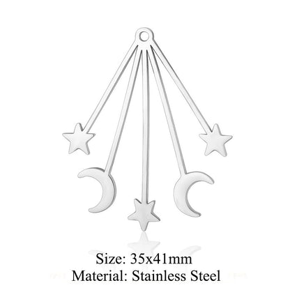 5 pcs/pack star moon titanium steel pendant planet DIY
