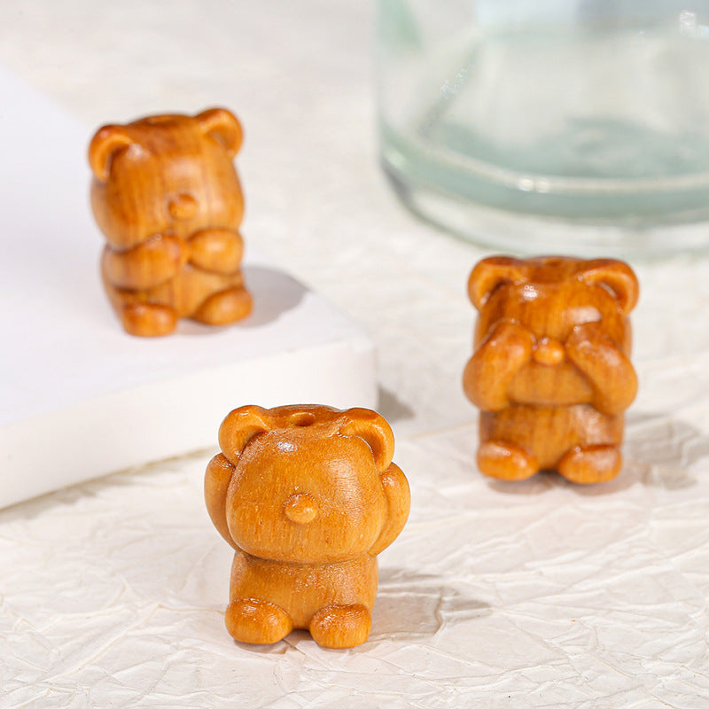 Barbie sandalwood pet bear wooden pendant