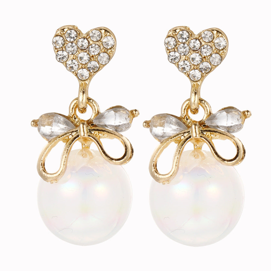 Pearl Bow C-Hoop Earrings