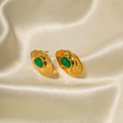 Geometric Emerald Earrings