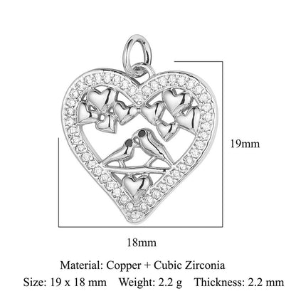 Colgante de cobre y circonita con forma de llave y candado en forma de corazón de melocotón 