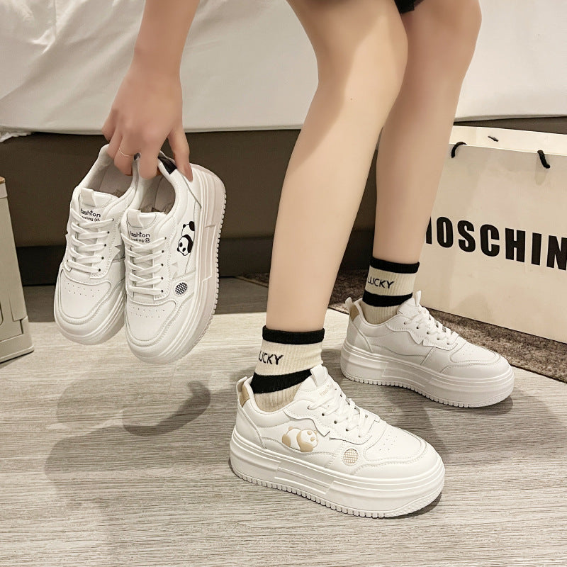 Thick baseplate shoes female white