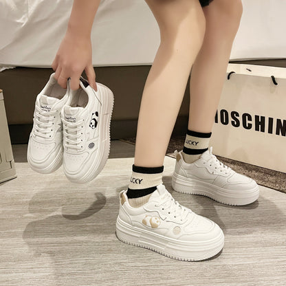 Thick baseplate shoes female white