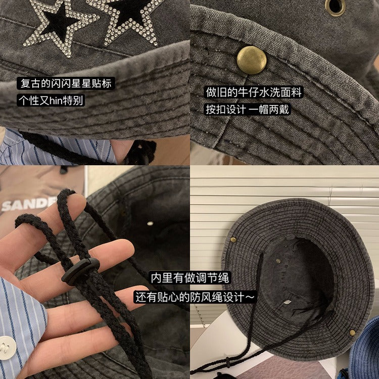Sombrero de vaquero occidental con estrella retro 
